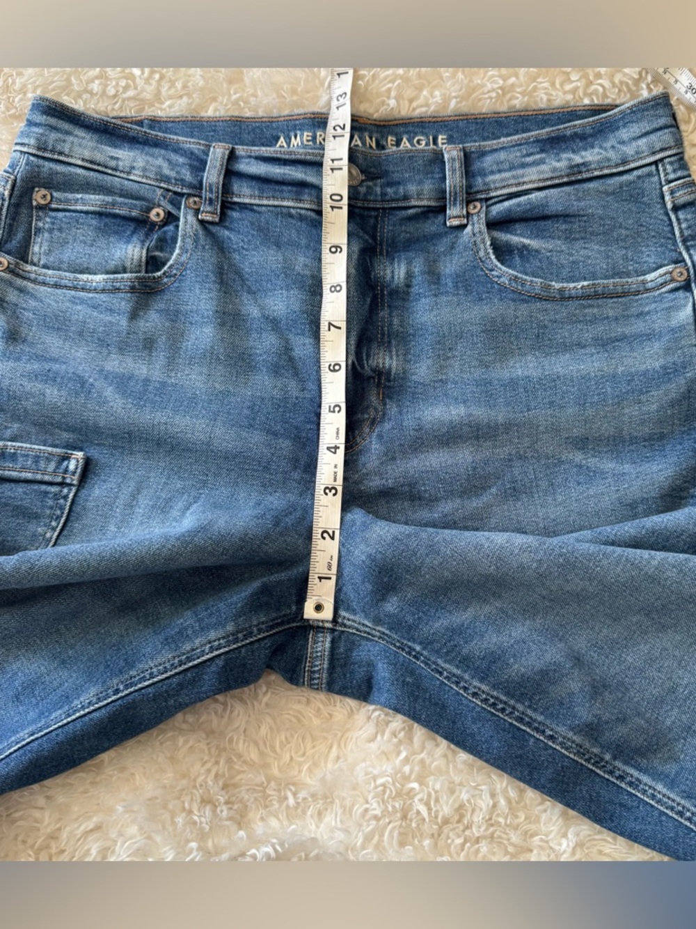 American Eagle Super High Rise Baggy Straight Leg Cargo Jeans Stretch Sz 12 NEW - Picture 5 of 11